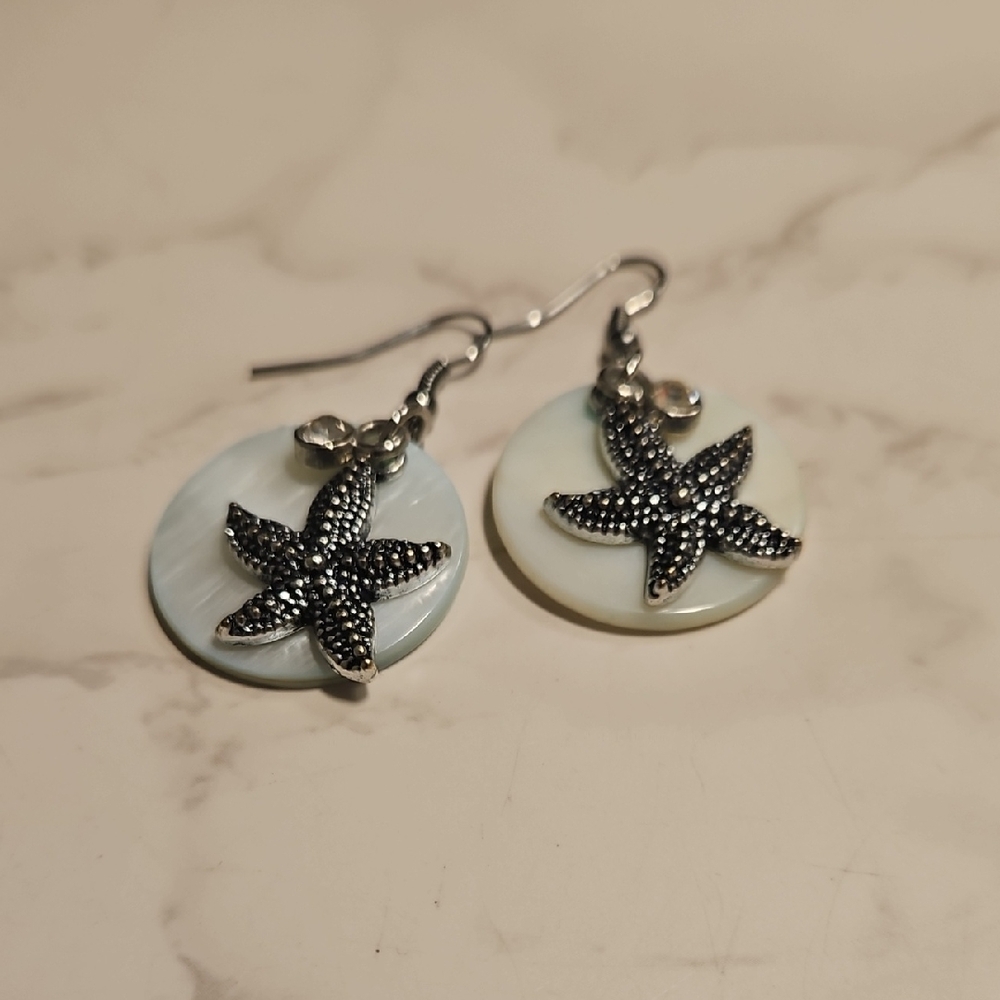 Starfish Dangle Earrings With Mother Of Pearl